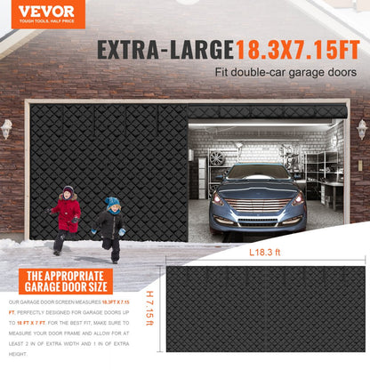 18.3X7.15 FT - Magnetic Garage Door Screen for Year-Round Insulation