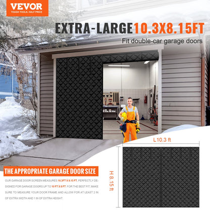 10.3X8.15 FT - Magnetic Garage Door Screen for Superior Winter Insulation