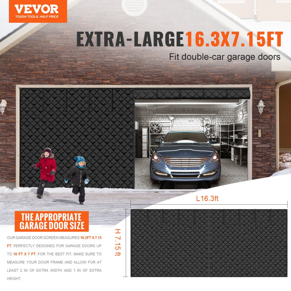 16.3X7.15 FT - Magnetic Garage Door Curtain for All-Season Insulation
