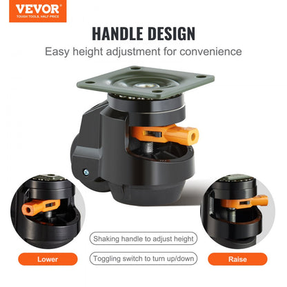 GD-80FD Heavy-Duty Leveling Casters for Uneven Floors, 2200 lbs Capacity