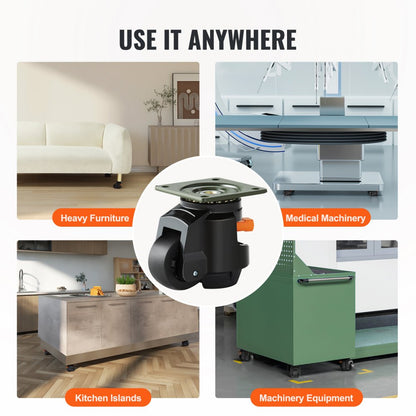 GD-80FD Heavy-Duty Leveling Casters for Uneven Floors, 2200 lbs Capacity