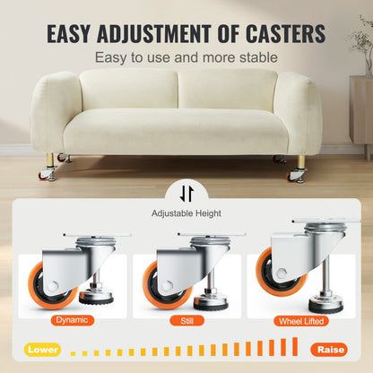 FJ-3C - 3" VEVOR Adjustable Leveling Casters for Smooth Glide