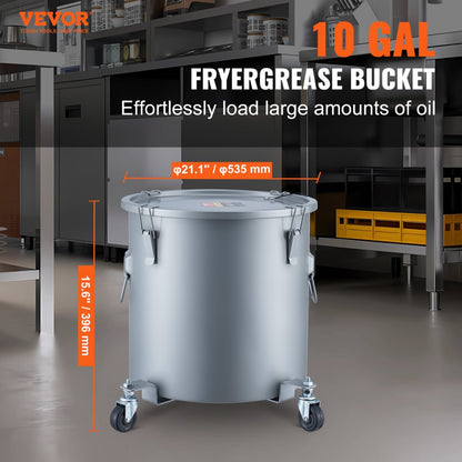 GLT-10GAL - Heavy-Duty 10 Gal Fryer Grease Bucket with Quick-Locking Clips