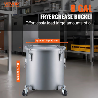 GLT-8GAL - 8 Gal Mobile Fryer Grease Bucket with Caster Base