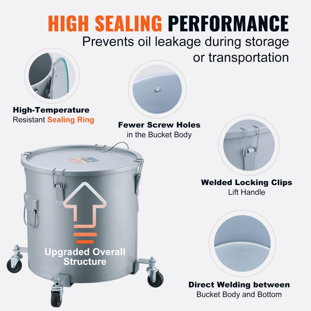 GLT-8GAL - 8 Gal Mobile Fryer Grease Bucket with Caster Base