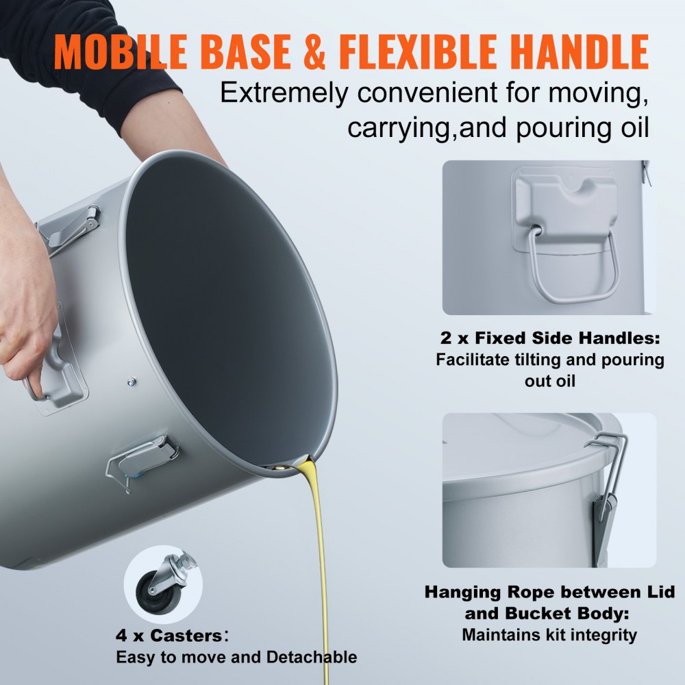 GLT-8GAL - 8 Gal Mobile Fryer Grease Bucket with Caster Base