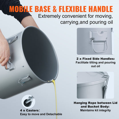 GLT-8GAL - 8 Gal Mobile Fryer Grease Bucket with Caster Base