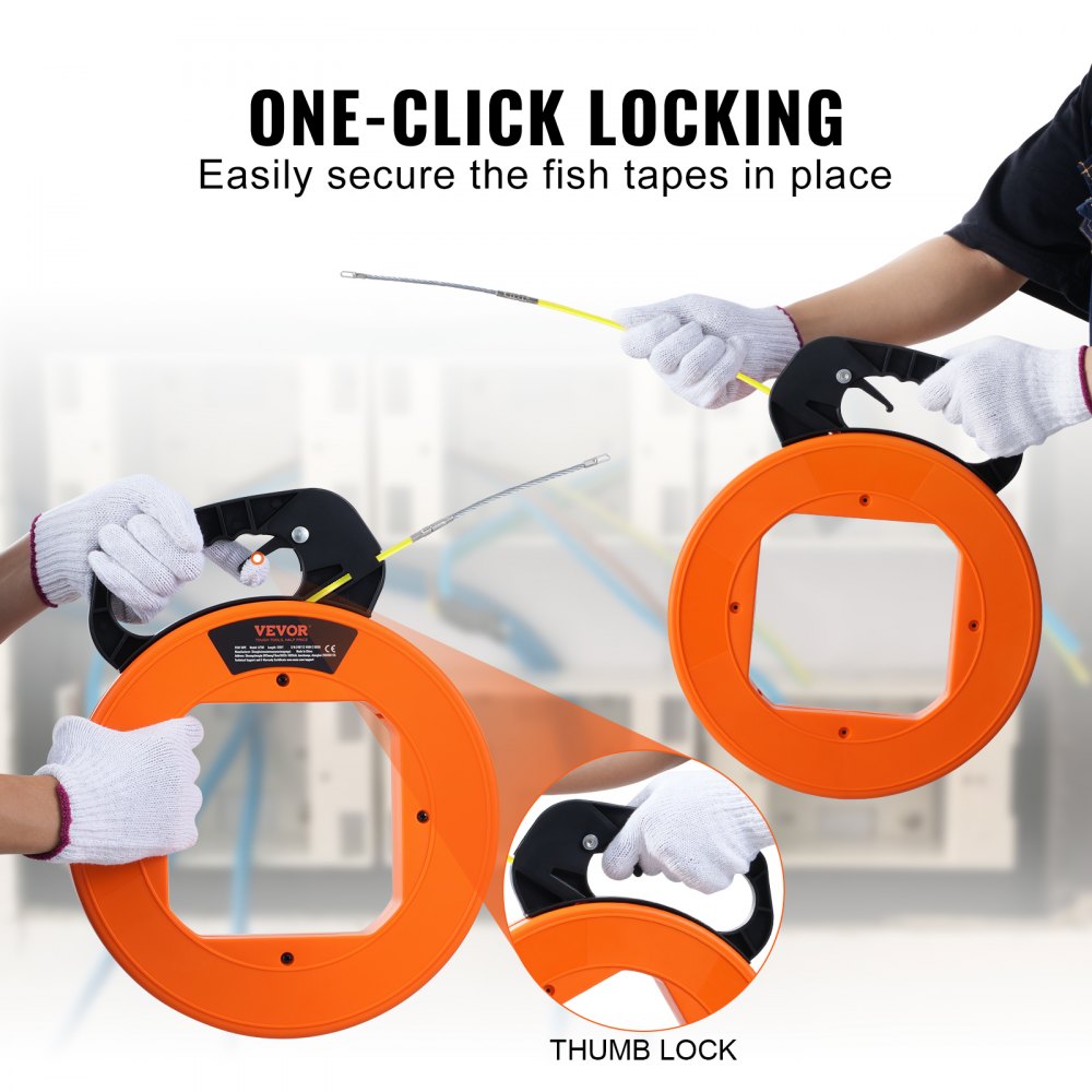 LFT01 - 100ft Fish Tape Puller with Nickel-Plated Steel Head