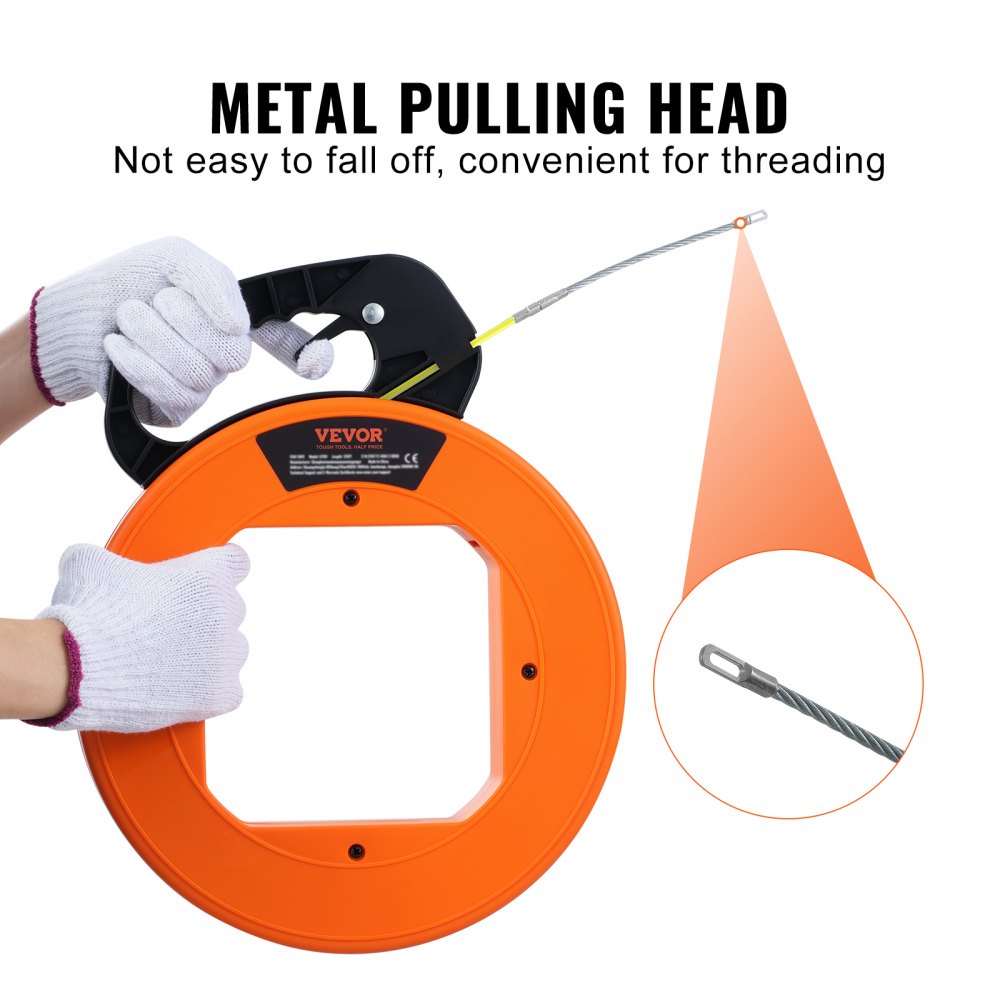 LFT01 - 100ft Fish Tape Puller with Nickel-Plated Steel Head