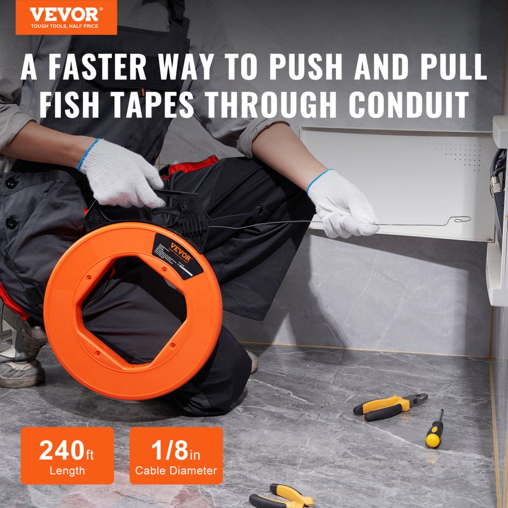 JLT-2 - 240ft Steel Fish Tape for Electricians and Cable Professionals ...
