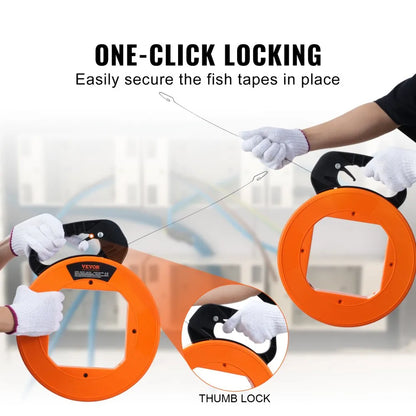 LFT01 - 120ft Non-Conductive Fish Tape Wire Puller with Thumb Lock