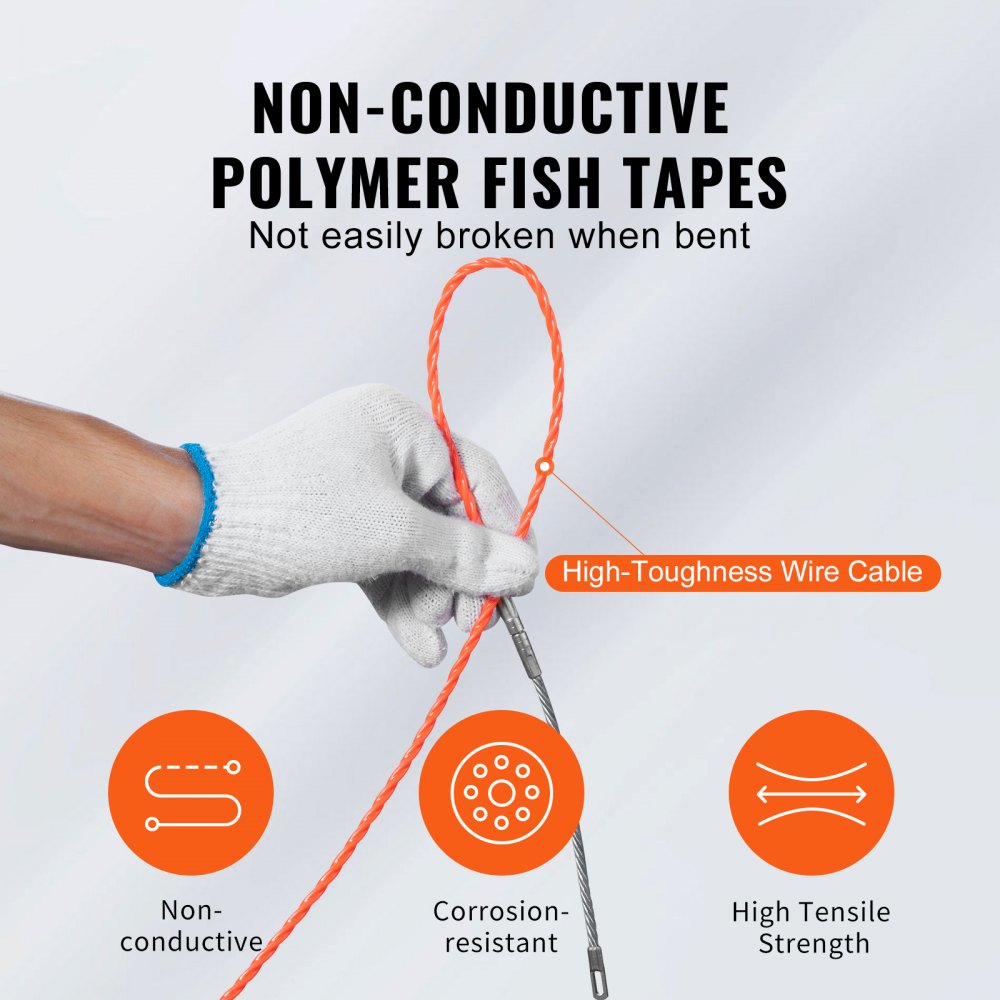 LFT01 - 100ft Non-Conductive Fish Tape with Comfortable Grip