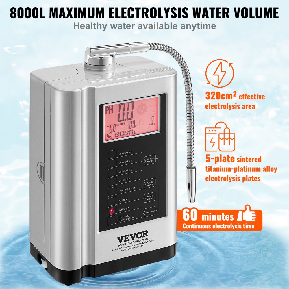 EHM-729 - 7-Function Alkaline Water Ionizer with Titanium-Platinum Plates