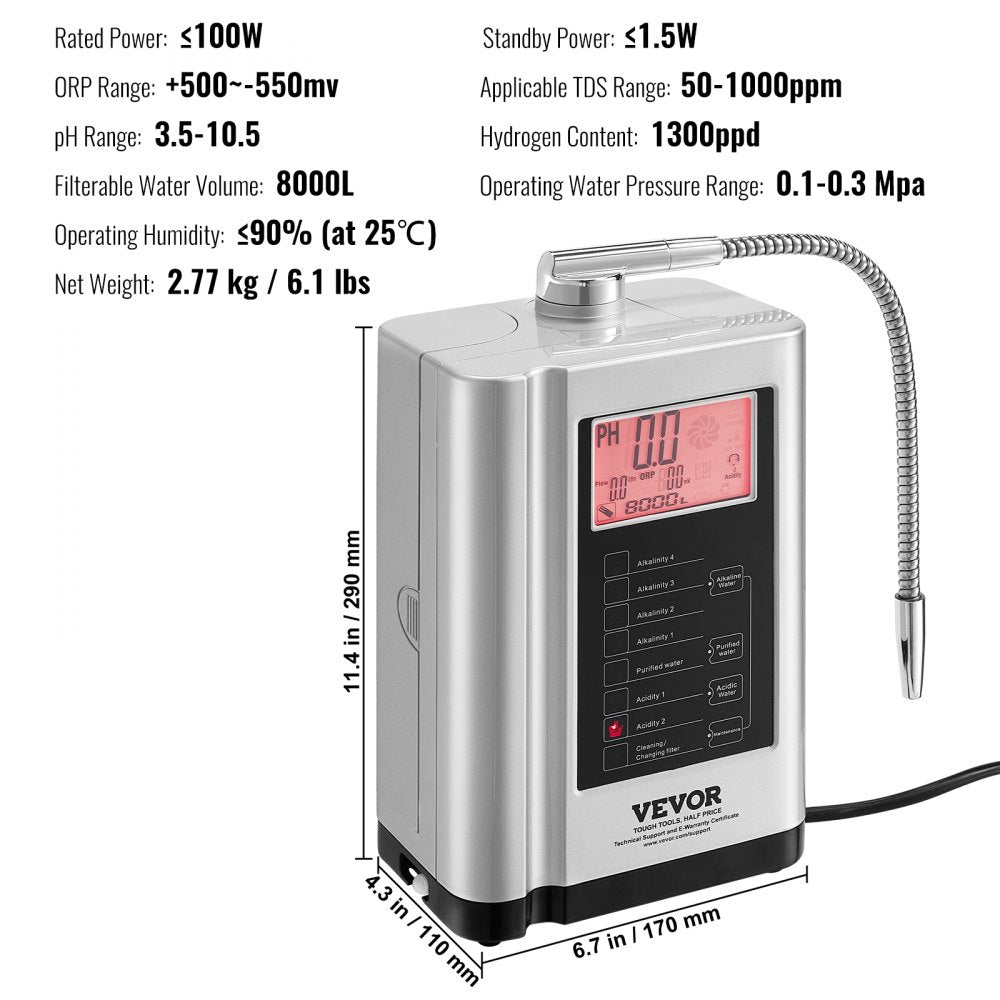 EHM-729 - Versatile Alkaline Water Ionizer with 7 Settings for Healthy Hydration
