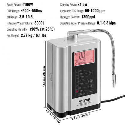 EHM-729 - Versatile Alkaline Water Ionizer with 7 Settings for Healthy Hydration