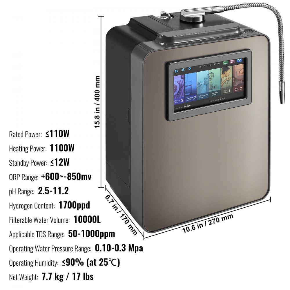 EHM-959 - Versatile Alkaline Water Ionizer with pH Range 2.5 to 11.2