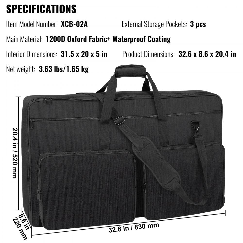 XCB-02A - Waterproof 31.5" DJ Mixer Bag with Pockets & Strap