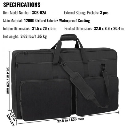 XCB-02A - Waterproof 31.5" DJ Mixer Bag with Pockets & Strap