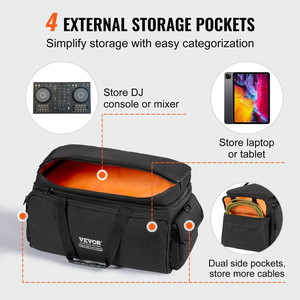 XCB-03A - 1200D Oxford DJ Cable Organizer with Customizable Dividers