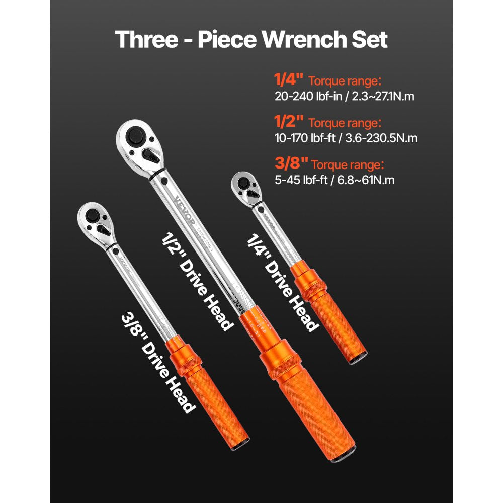 HG-14381206 - Precision Torque Wrench Set, Dual-Direction, Chrome-Plated Finish