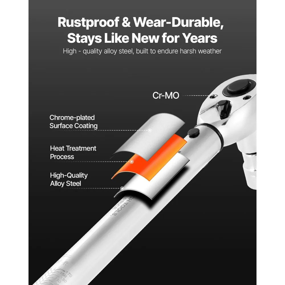 HG-14381206 - Precision Torque Wrench Set, Dual-Direction, Chrome-Plated Finish