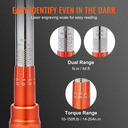 18150FTLB - Versatile 1/2-inch Drive Torque Wrench 10-150 ft.lb Range