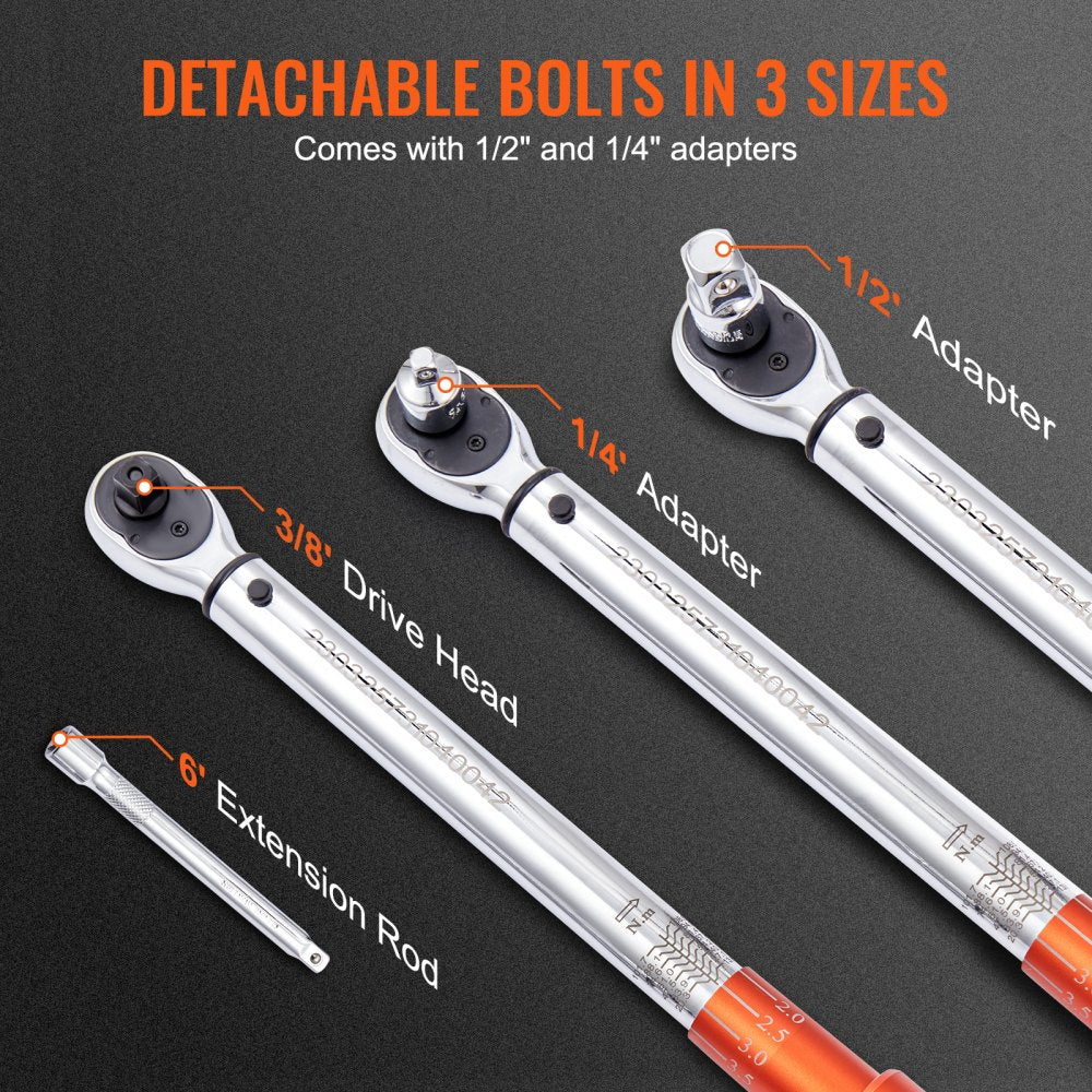 17080FTLB - Precision 3/8" Click Torque Wrench, 10-80ft.lb, Ergonomic Grip