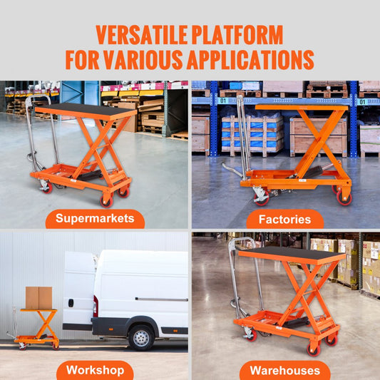 TF23 - 500lbs Hydraulic Lift Table Cart with Non-Slip Pad, Durable Steel