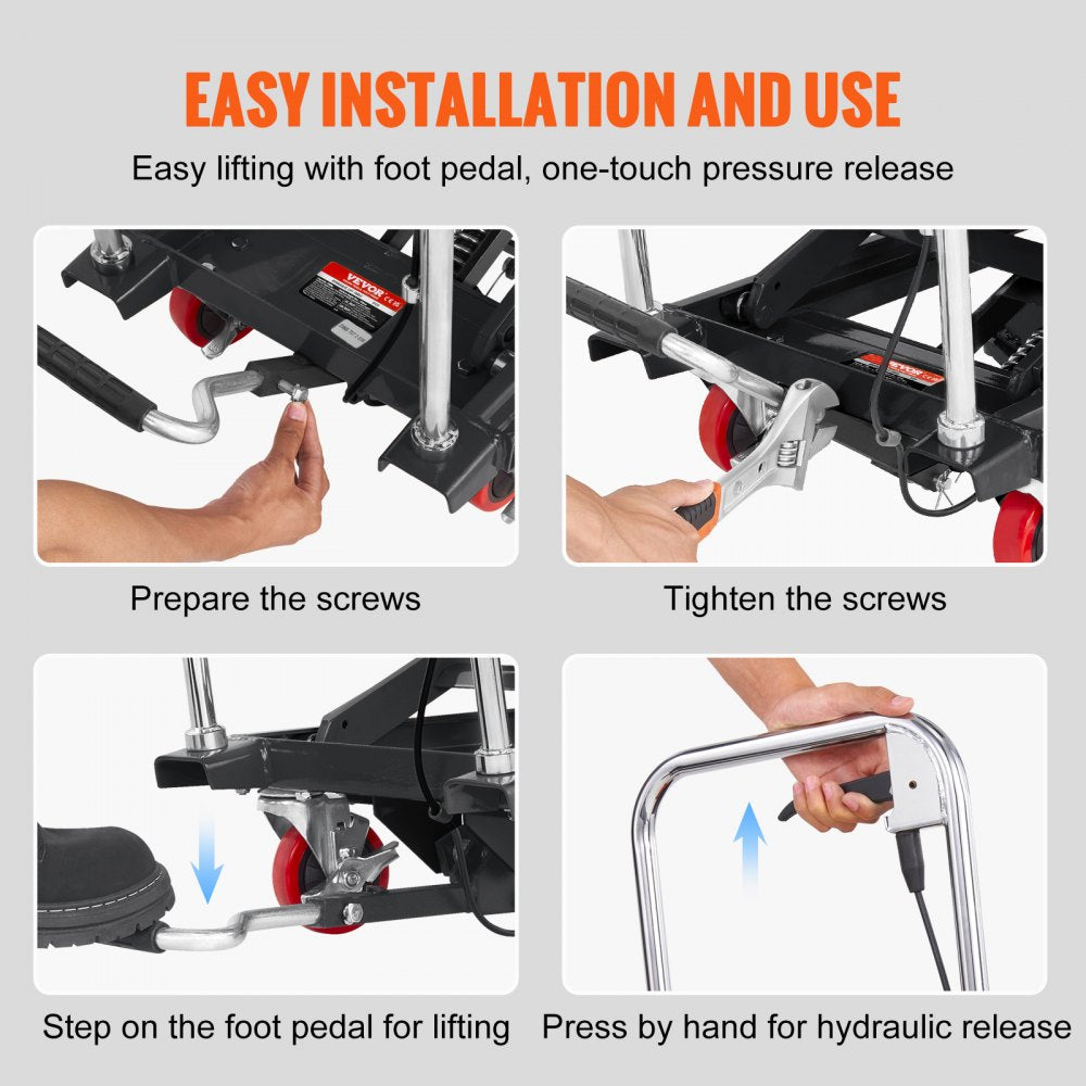 TF23 - Heavy-Duty Hydraulic Lift Table Cart, 9-28.5" Lift, 500lbs Capacity