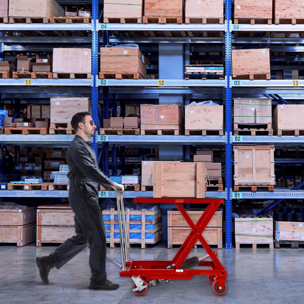 TF23 - 500lbs VEVOR Hydraulic Lift Table Cart, 28.5" Height, 4-Wheel Design