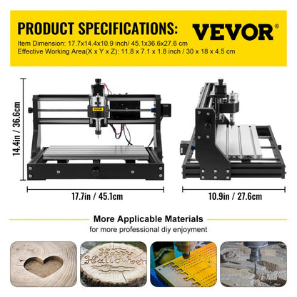VG-S3018 Pro - 11.8"x7.1" VEVOR CNC Router for Carving & Engraving