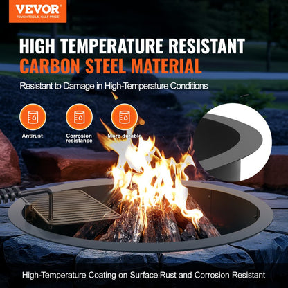VOLD-36-8.5-Y - 40" Durable Carbon Steel Fire Pit Ring for Outdoor Use