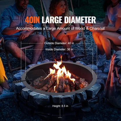 VOLD-36-8.5-Y - 40" Durable Carbon Steel Fire Pit Ring for Outdoor Use