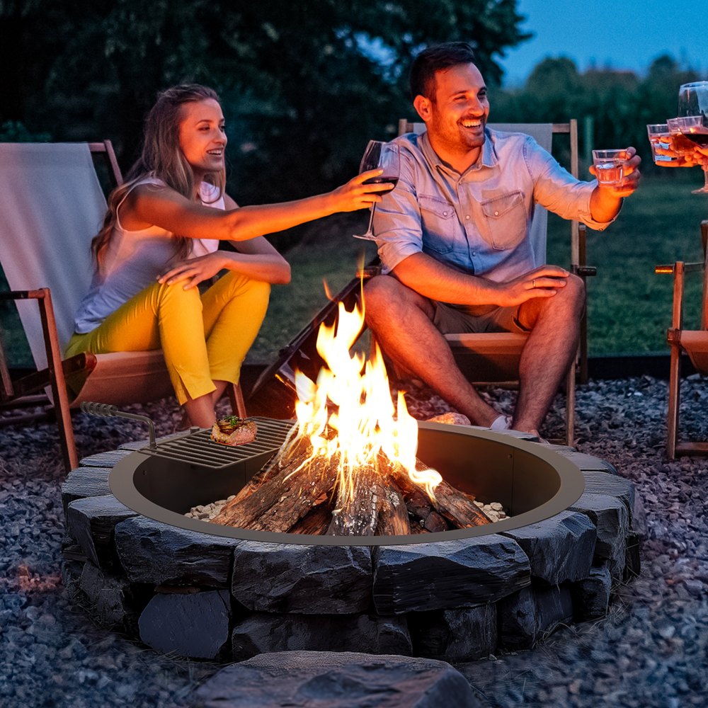 VOLD-36-8.5-Y - 40" Durable Carbon Steel Fire Pit Ring for Outdoor Use