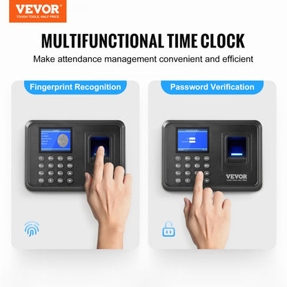 F01H - VEVOR Fingerprint Attendance Clock with 2.4" Display & USB Export