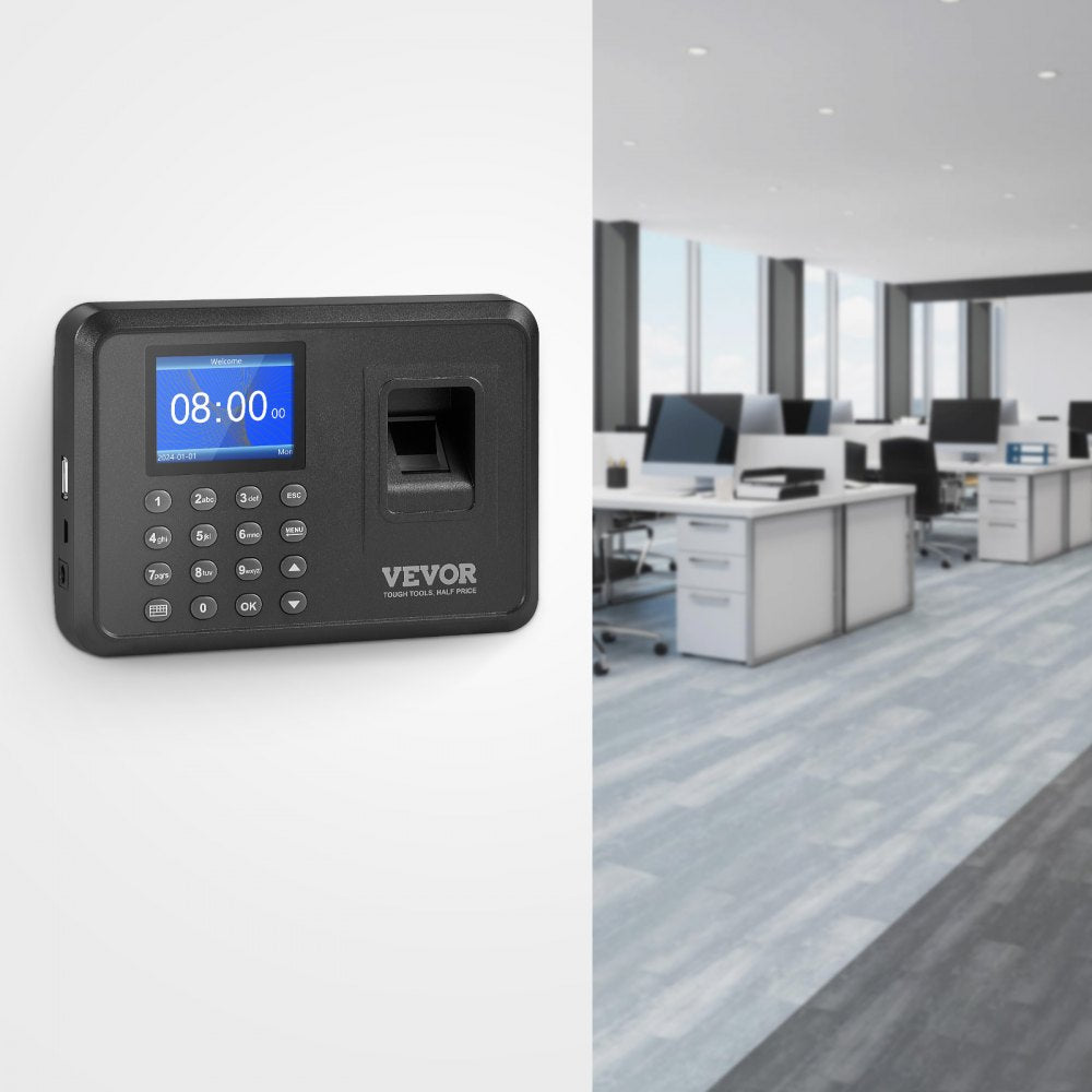 F01H - VEVOR Fingerprint Attendance Clock with 2.4" Display & USB Export