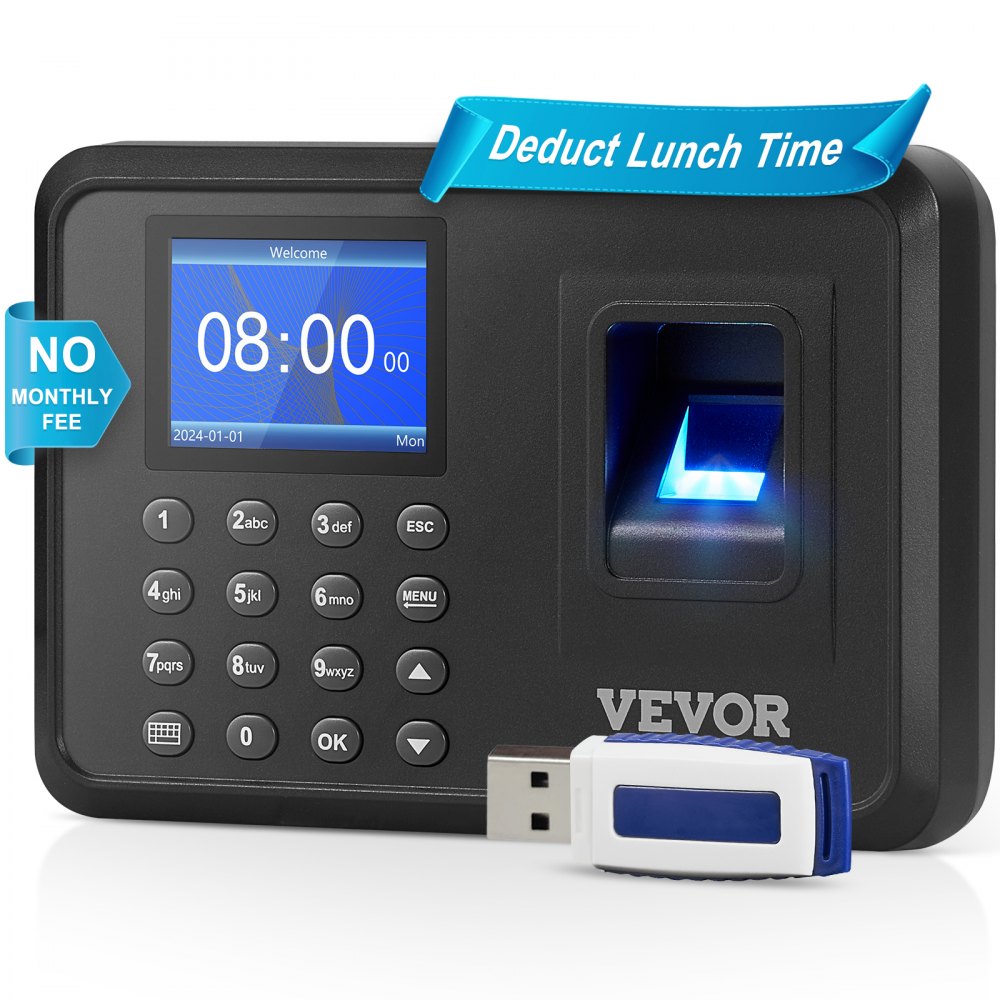 F01H - VEVOR Fingerprint Attendance Clock with 2.4" Display & USB Export