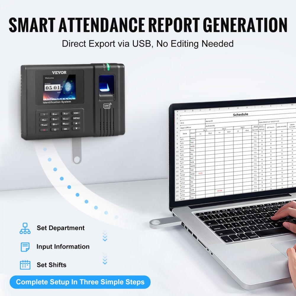 TM1000 - Advanced Attendance Clock with Fingerprint, PIN & RFID Verification