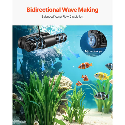 EB-V11 - 15W Adjustable Aquarium Wave Maker Pump, 1428 GPH, 360° Flow Control