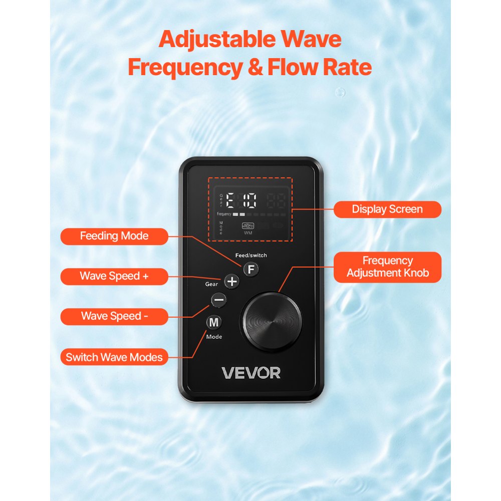 EB-V11 - 15W Adjustable Aquarium Wave Maker Pump, 1428 GPH, 360° Flow Control