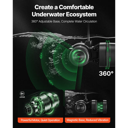 EB-V12 - 25W Adjustable Aquarium Wave Maker with 2380 GPH Flow Rate