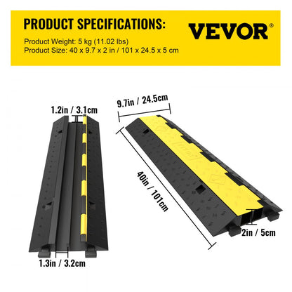 VV-2CGXB-5PCS - 40" Heavy-Duty Rubber Cable Protector Ramp for 11,000 lbs