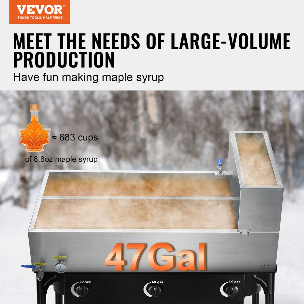 ZFQ-178L-TB 47-Gallon Stainless Steel Maple Syrup Evaporator with Thermometer