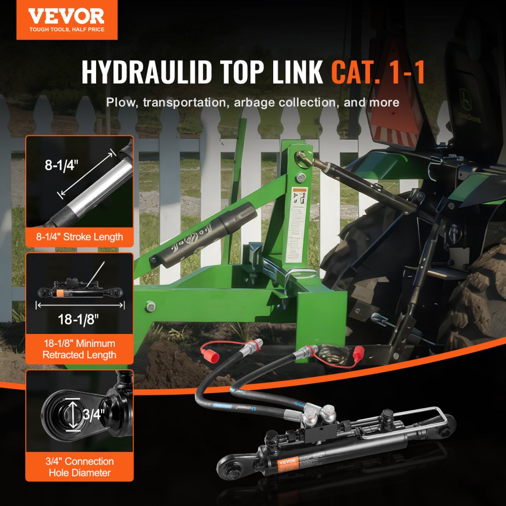 WCVC-50-30-210 - Heavy-Duty Hydraulic Top Link, 8.25 in, 18.13-26.38 in