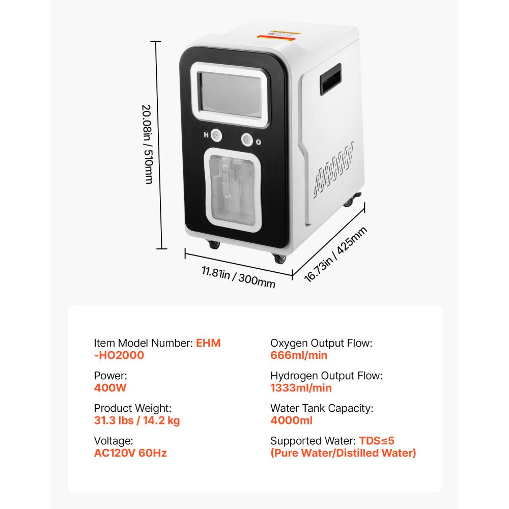 EHM-HO2000 - Dual-Port Hydrogen Inhaler, 1800ml/min, Low Noise & Portable