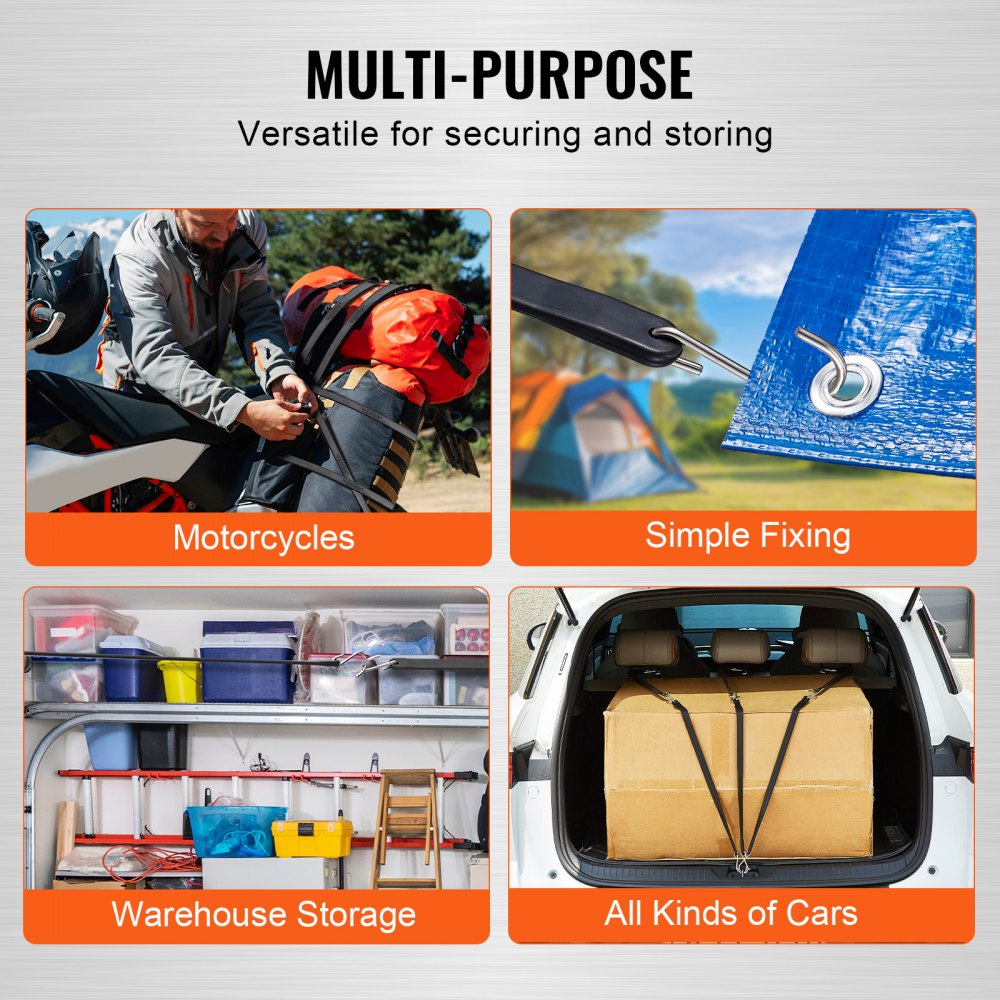 HMTLS-01 - Heavy-Duty VEVOR Bungee Cord Set, 50 Pcs with S-Hooks