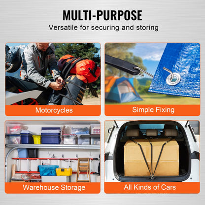 HMTLS-01 - Heavy-Duty VEVOR Bungee Cord Set, 50 Pcs with S-Hooks