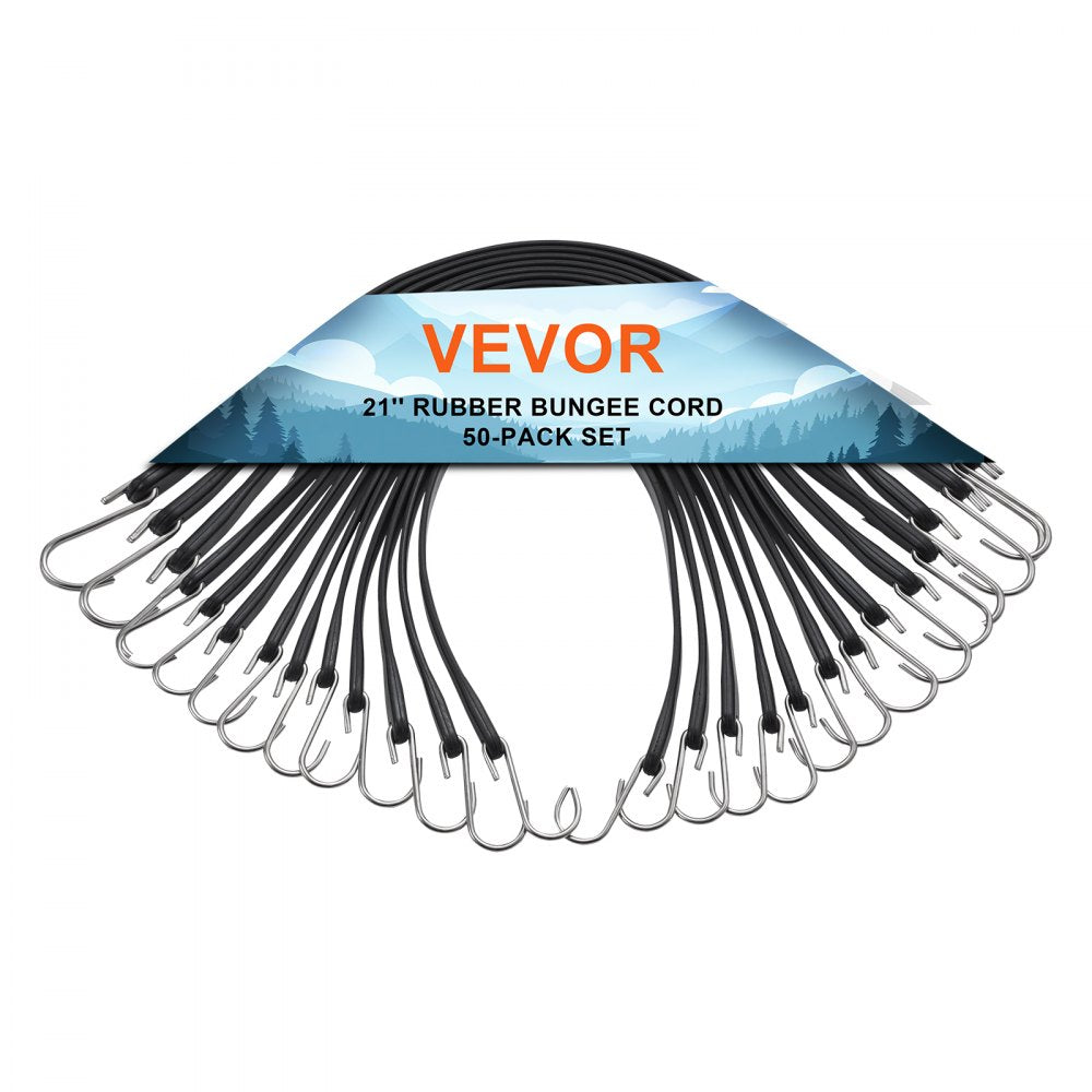 HMTLS-01 - Heavy-Duty VEVOR Bungee Cord Set, 50 Pcs with S-Hooks