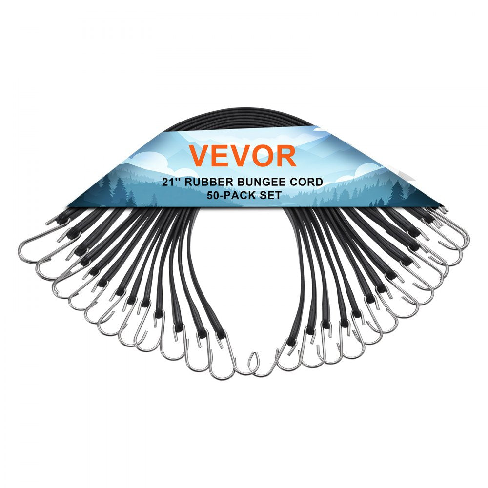 HMTLS-01 - Heavy-Duty VEVOR Bungee Cord Set, 50 Pcs with S-Hooks