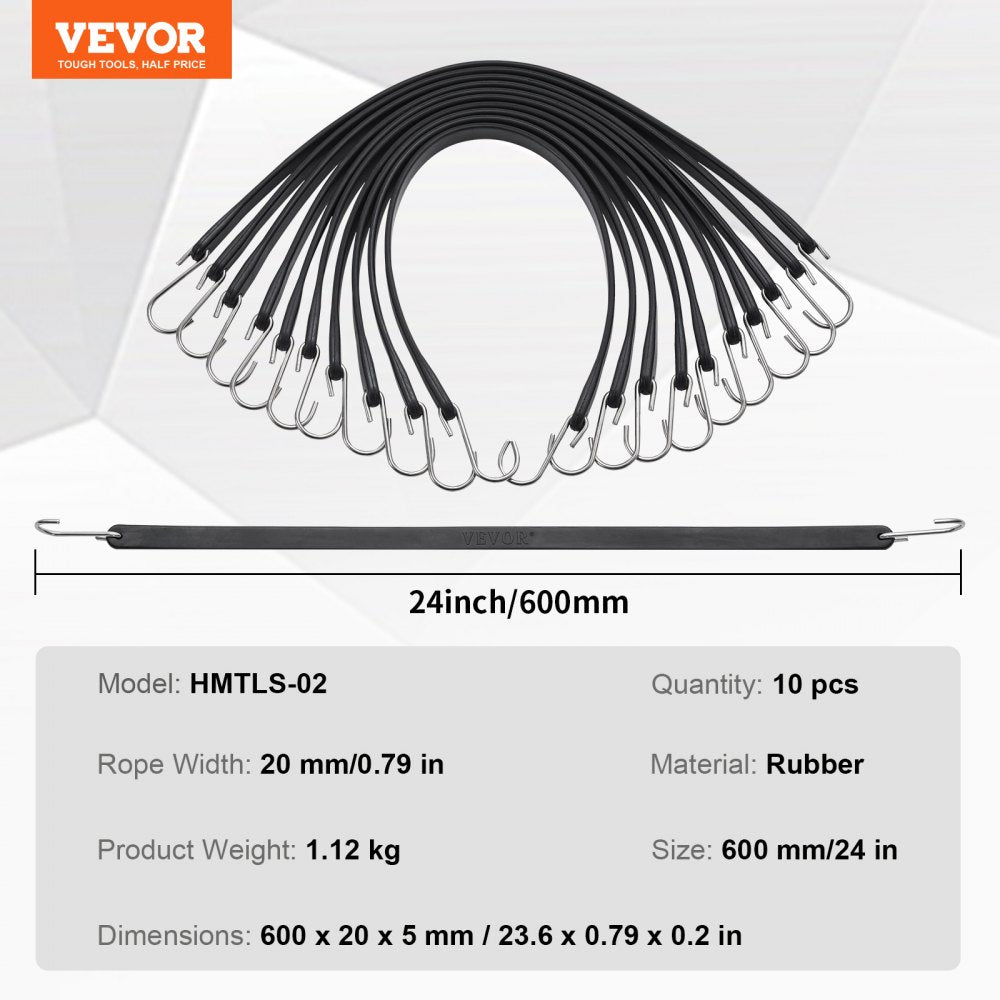 HMTLS-02 - Heavy-Duty 20mm VEVOR Bungee Cord Set for Secure Transport